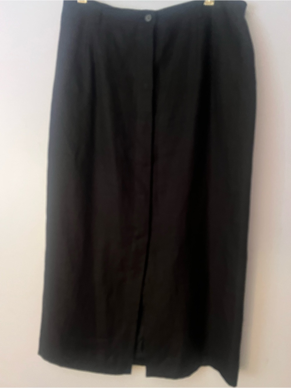 Talbots Irish Linen Black Midi Skirt Size 16 Lined Front Slit Career Office
